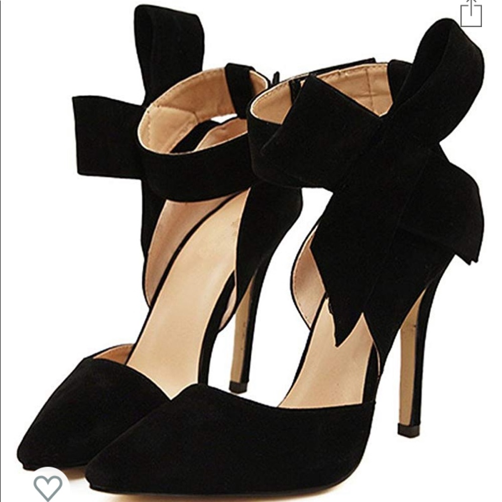 MMJULY Black Faux Suede High Heel size 8